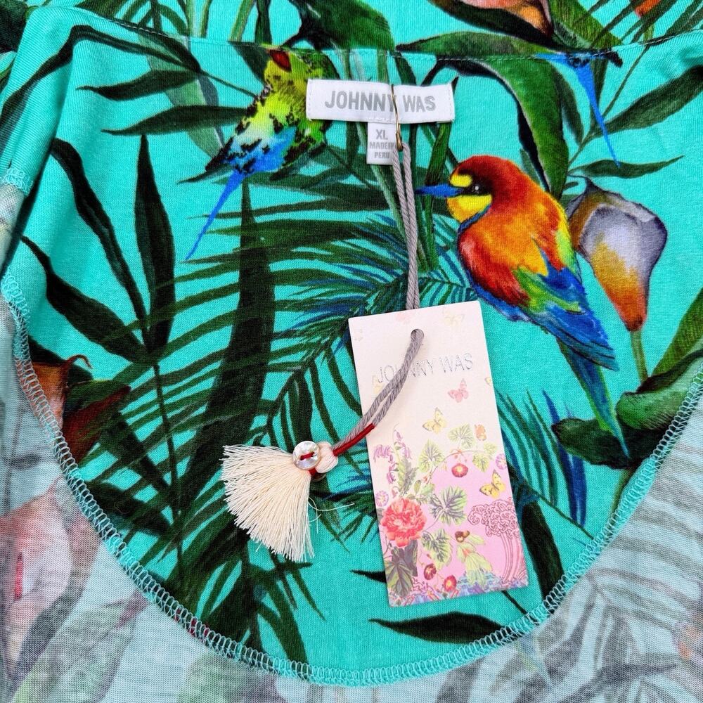 Johnny Was Taina Tropical Bird Print Sleep Shirt Nightgown XL NWT Pima Modal - Picture 11 of 13